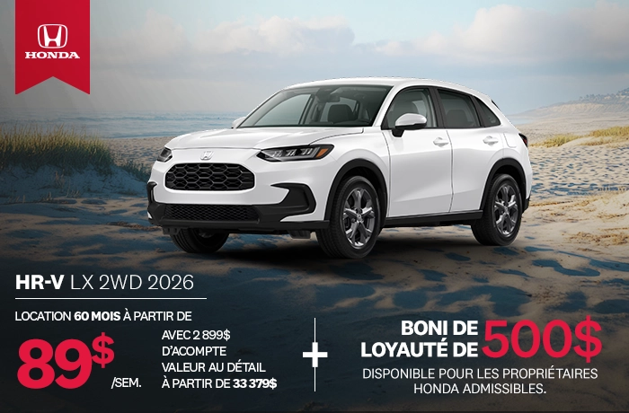 Bannière de Promotion HR-V LX 2026